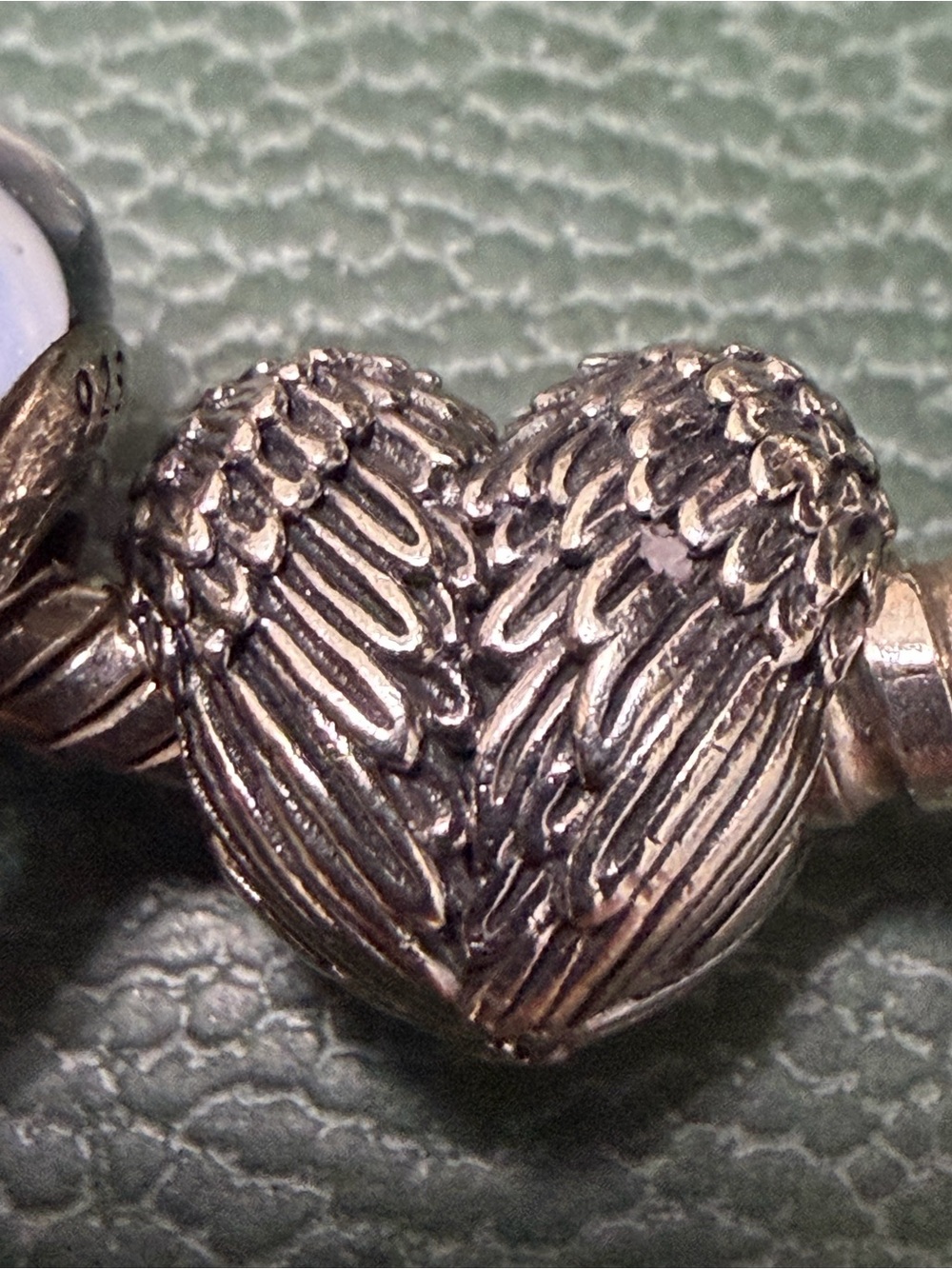 Authentic Pandora Angelic Feathers Love Heart Charm Retired Silver